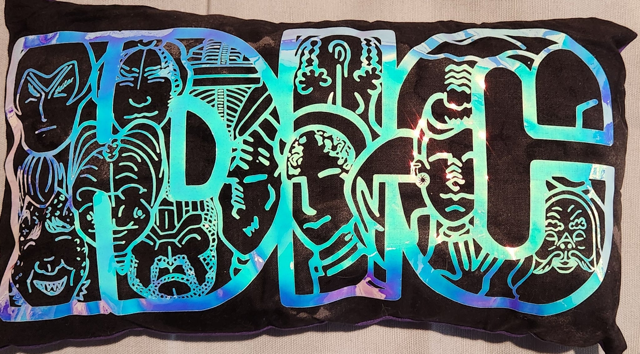 "IDIC" Holographic Purple/Green on Black 13"x8"