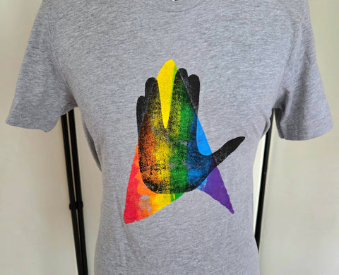 Short Sleeve Black Painted LLAP Hand with Rainbow Backing