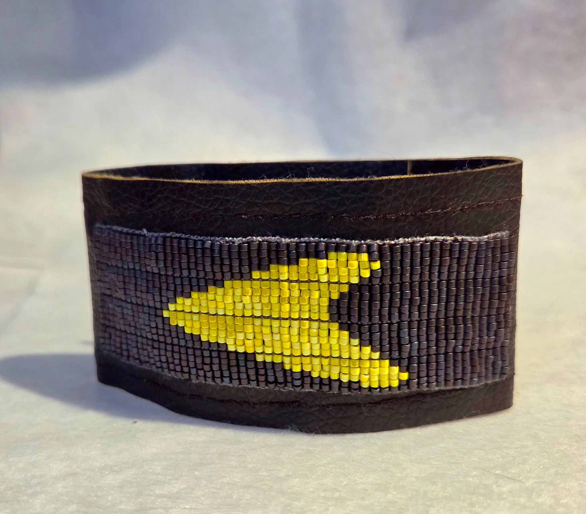 Dark Brown and Yellow Cuff Bracelet