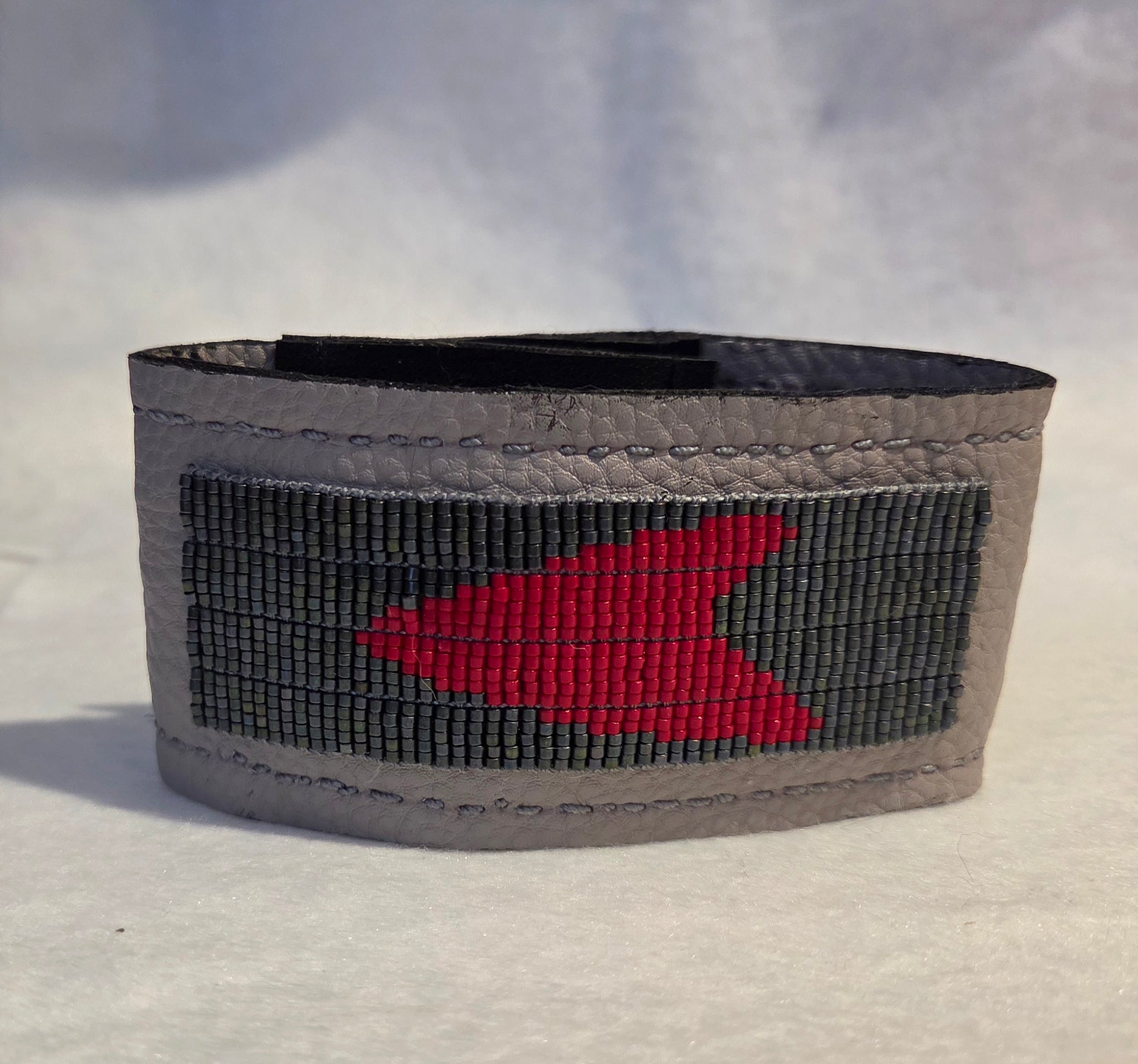 Gray, Black, and Red Cuff Bracelet