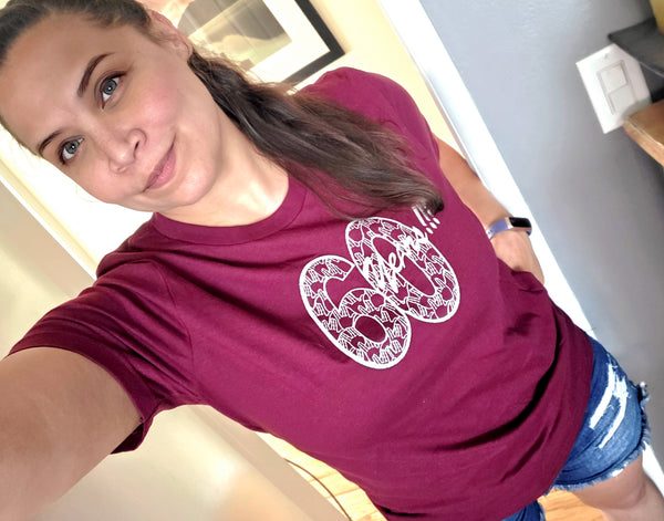 "60 years!!!" Silver Glitter on Maroon