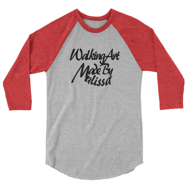 Walking Art - 3/4 sleeve raglan shirt black ink