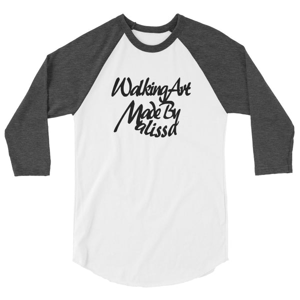 Walking Art - 3/4 sleeve raglan shirt black ink