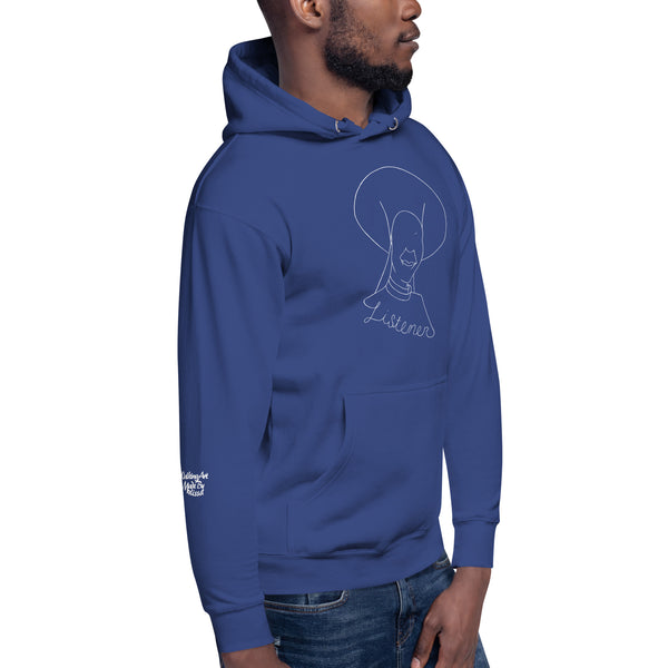 Listener Hoodie (white over dark)